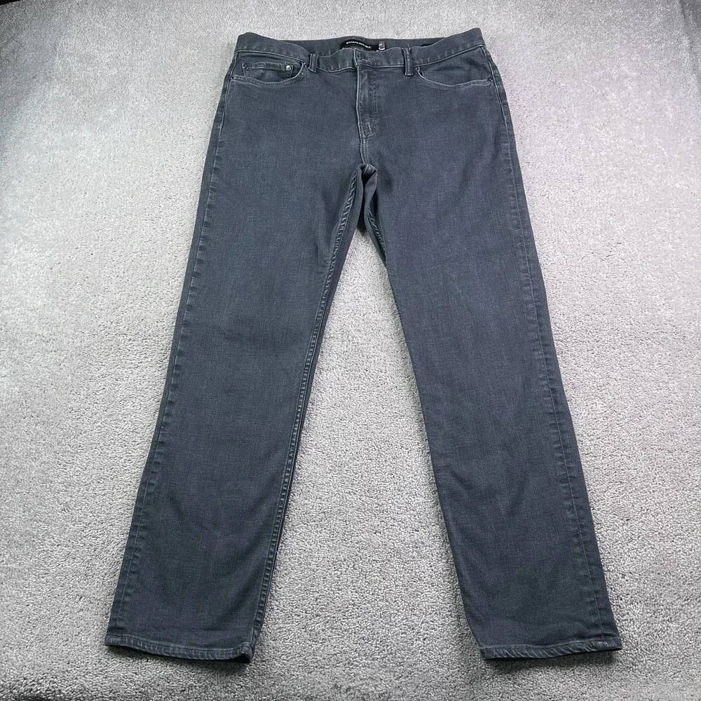 Banana Republic Jeans Mens 36x32 Gray Black Slim Rapid Movement Denim Stretch